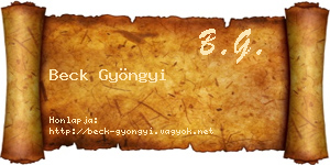 Beck Gyöngyi névjegykártya